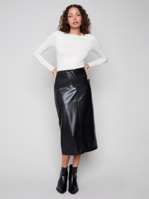 Faux Leather Midi Skirt