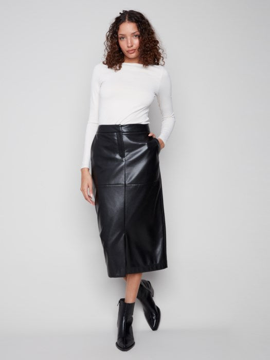 Faux Leather Midi Skirt