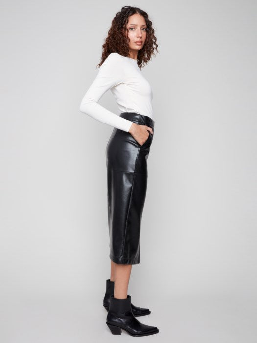 Faux Leather Midi Skirt