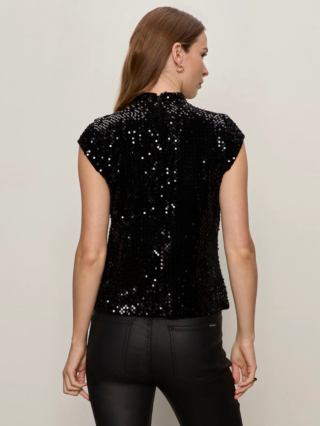 Funnel Neck Sequin Top