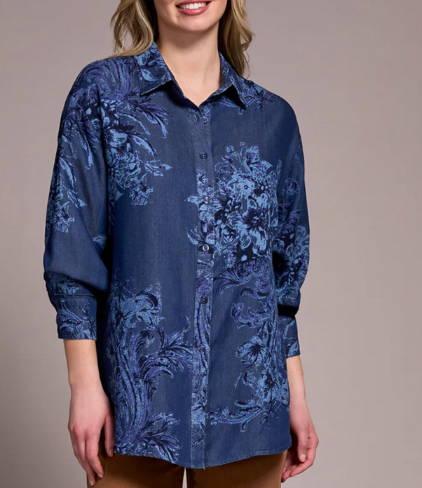 Chambray Printed Blouse