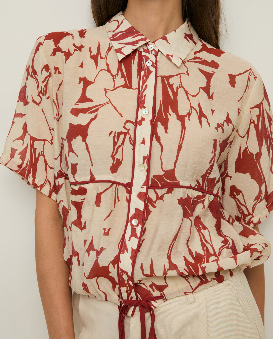 Dark Red Printed Blouse