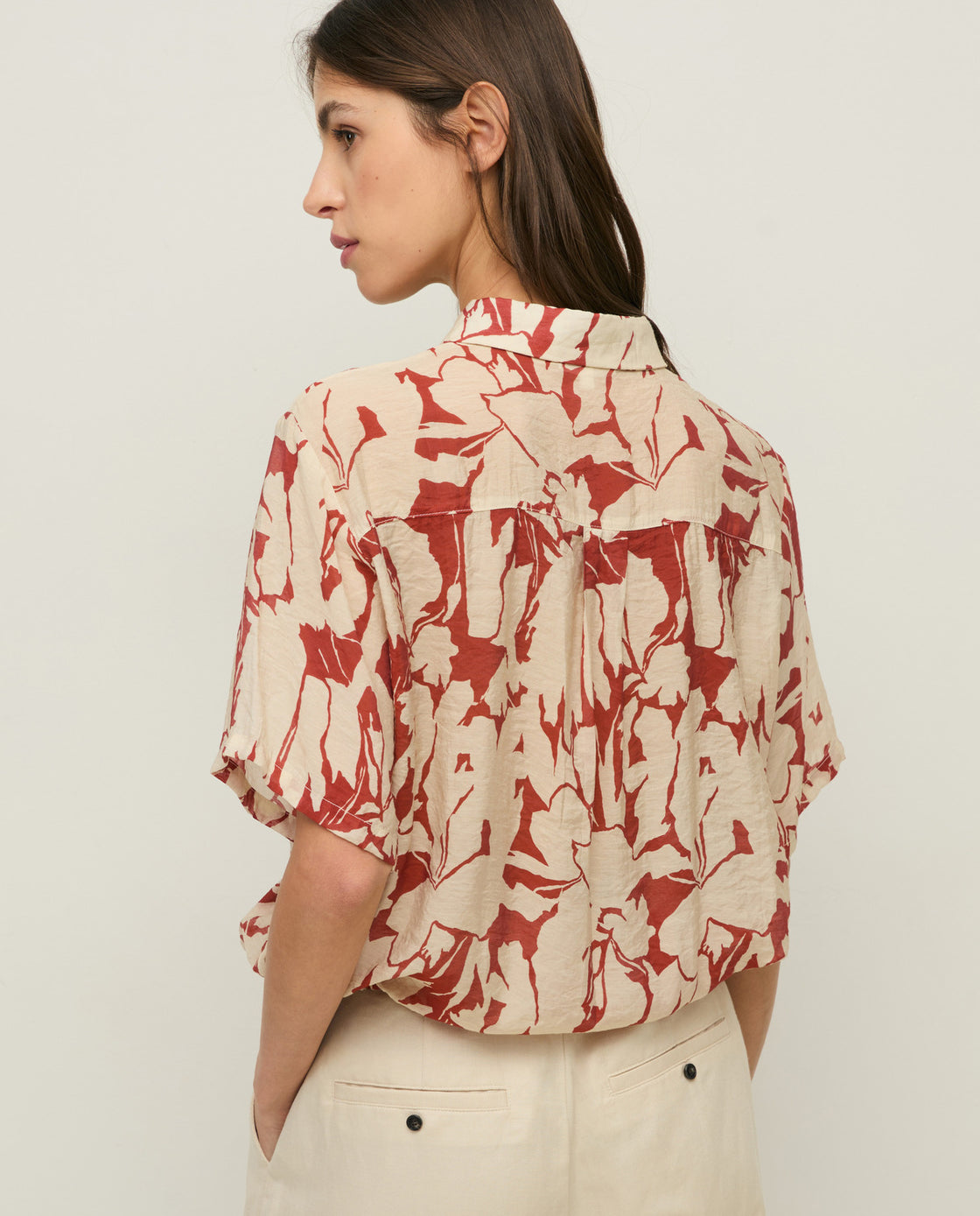 Dark Red Printed Blouse