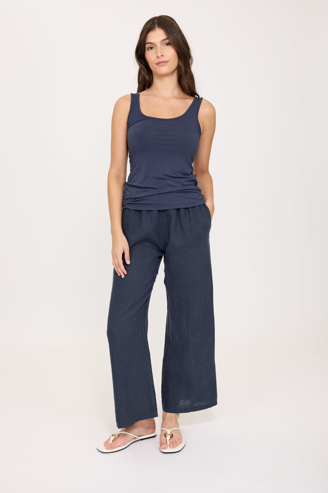 Midnight Navy Wide Leg Pant