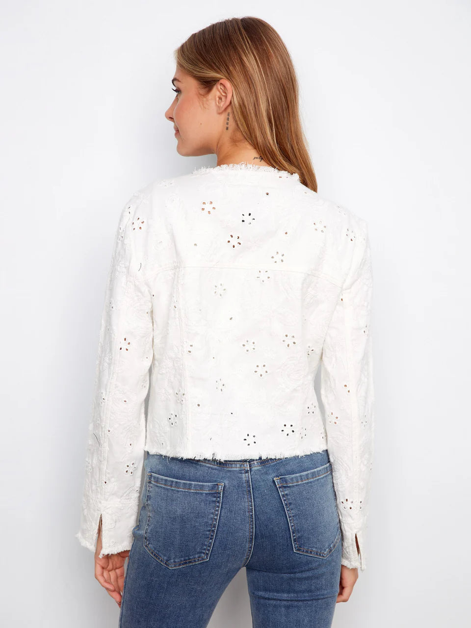 Eyelet Ring Spun Denim Jacket White
