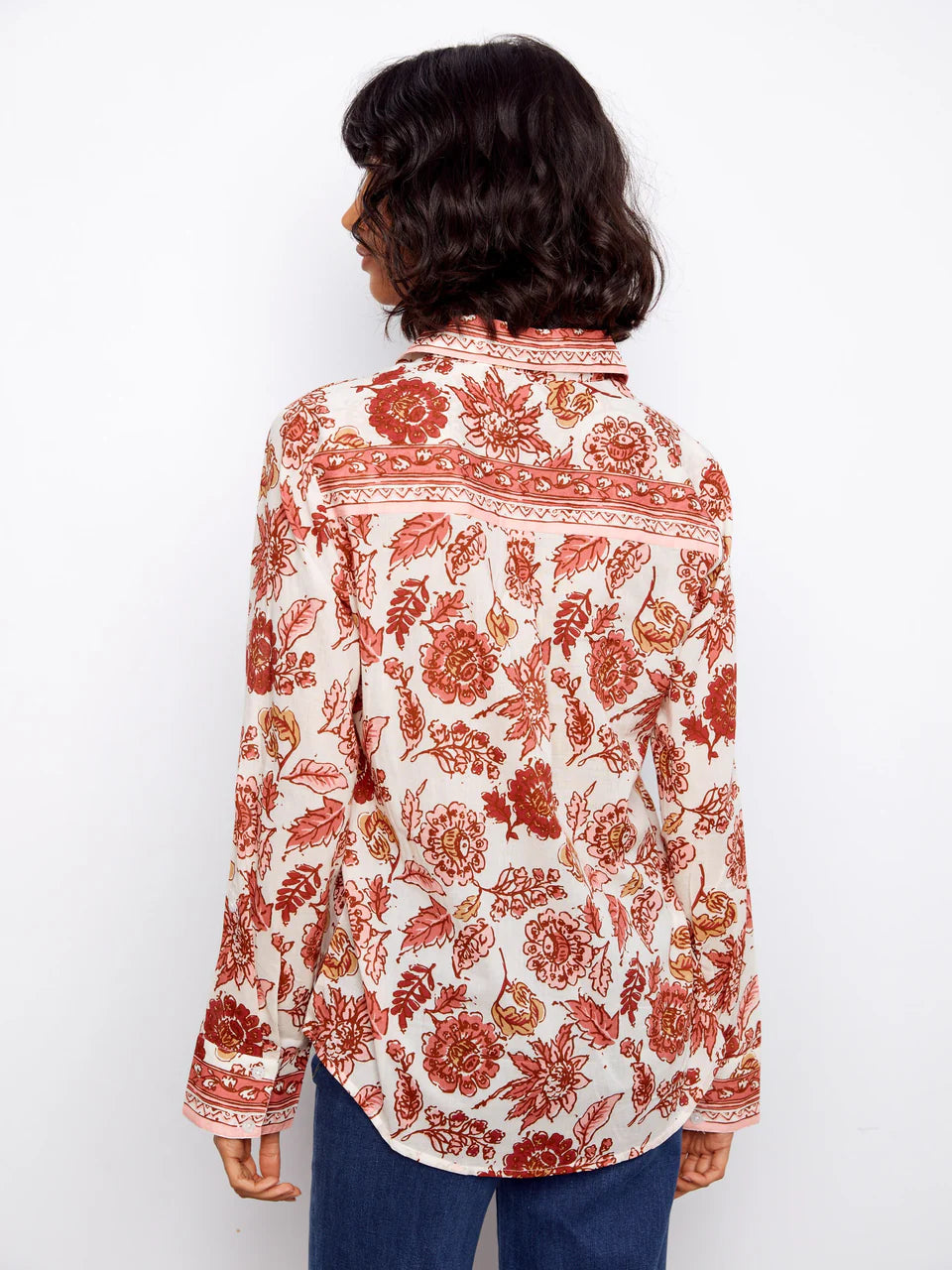 Printed Cotton Button Up Blouse