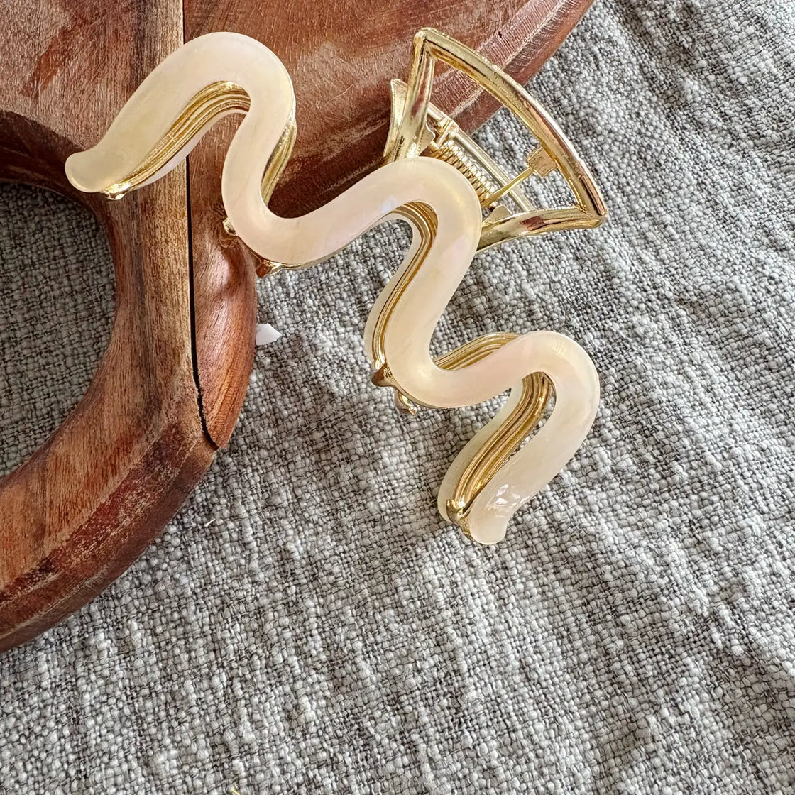 Wavy Gold Claw Clip
