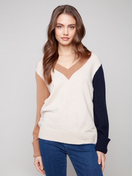 Colorblock V-Neck Sweater