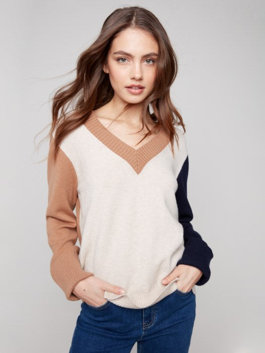 Colorblock V-Neck Sweater