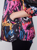 CHARLIE B QUILTED VEST WITH SIDE BUTTONS -  GRAFFITI