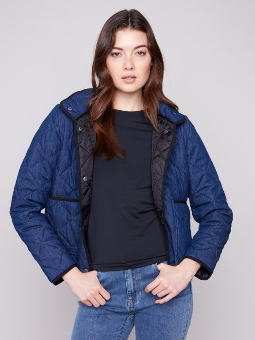 Denim Quilted Puffer Jacket