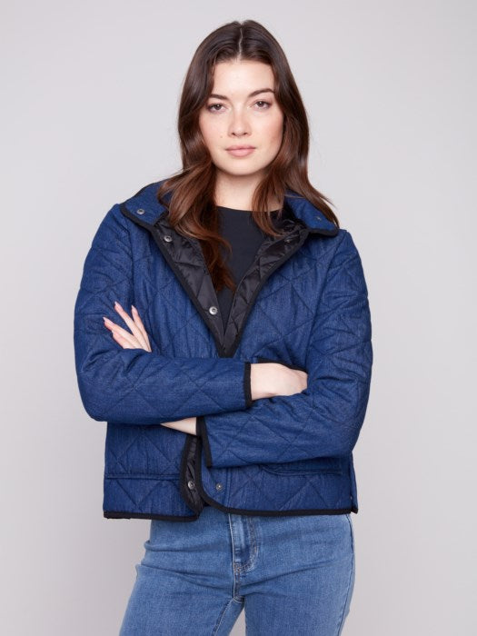 Denim Quilted Puffer Jacket