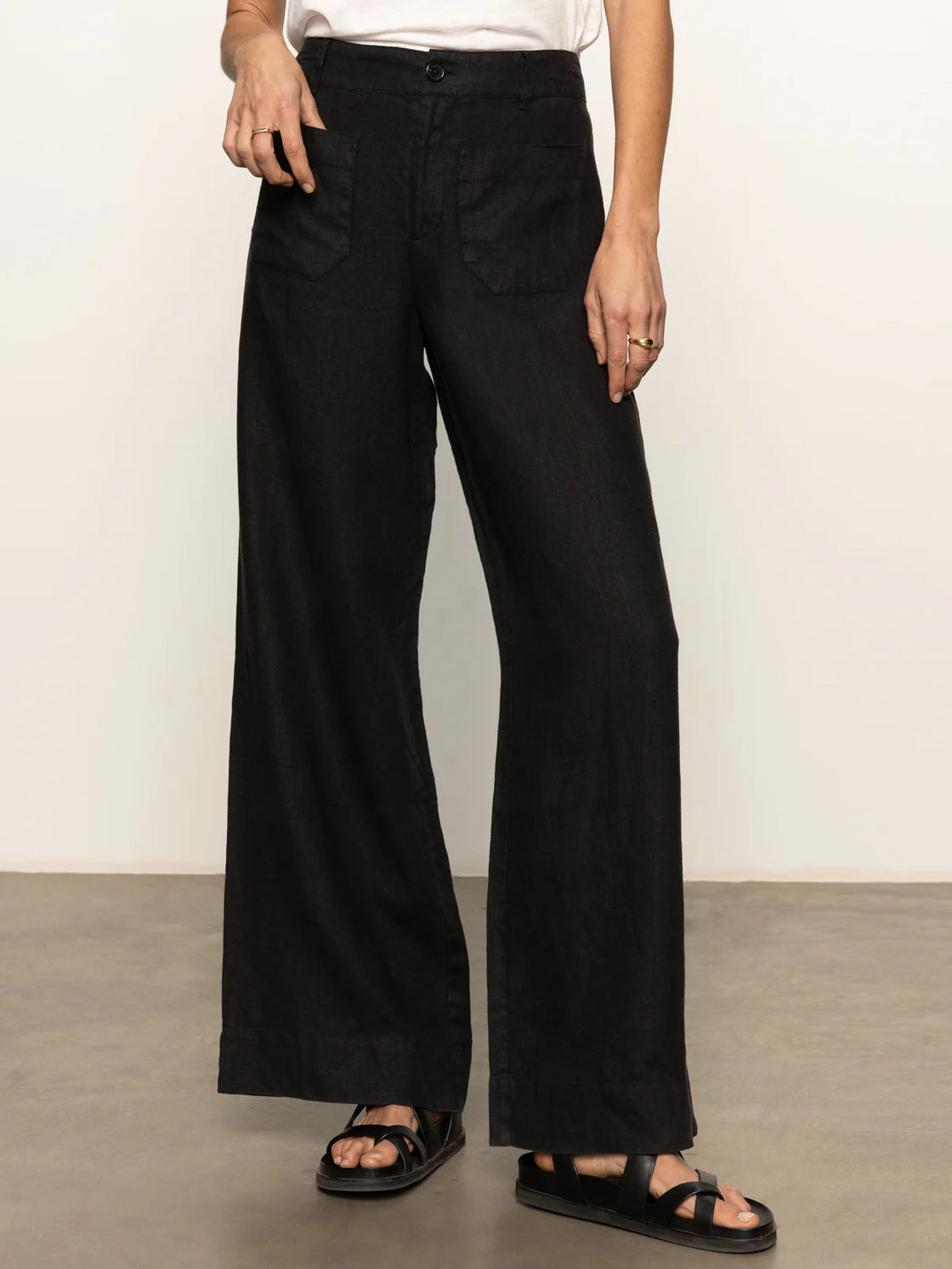 The Linen Marine Wide Leg Pant