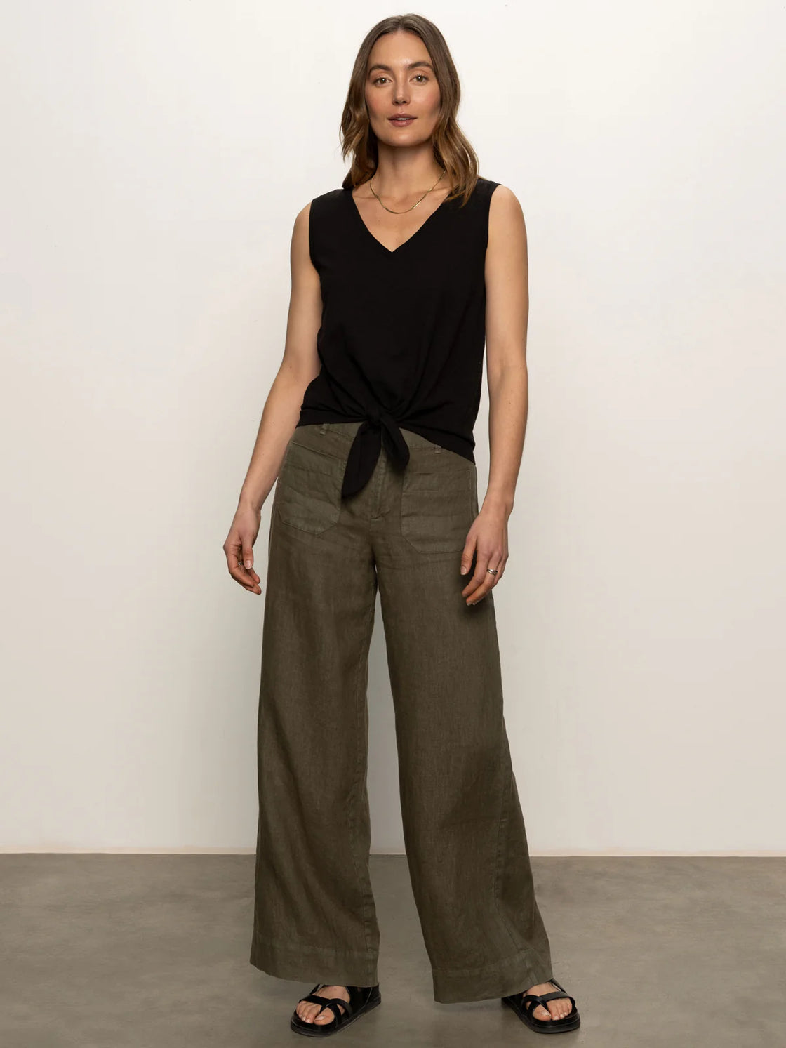 The Linen Marine Wide Leg Pant