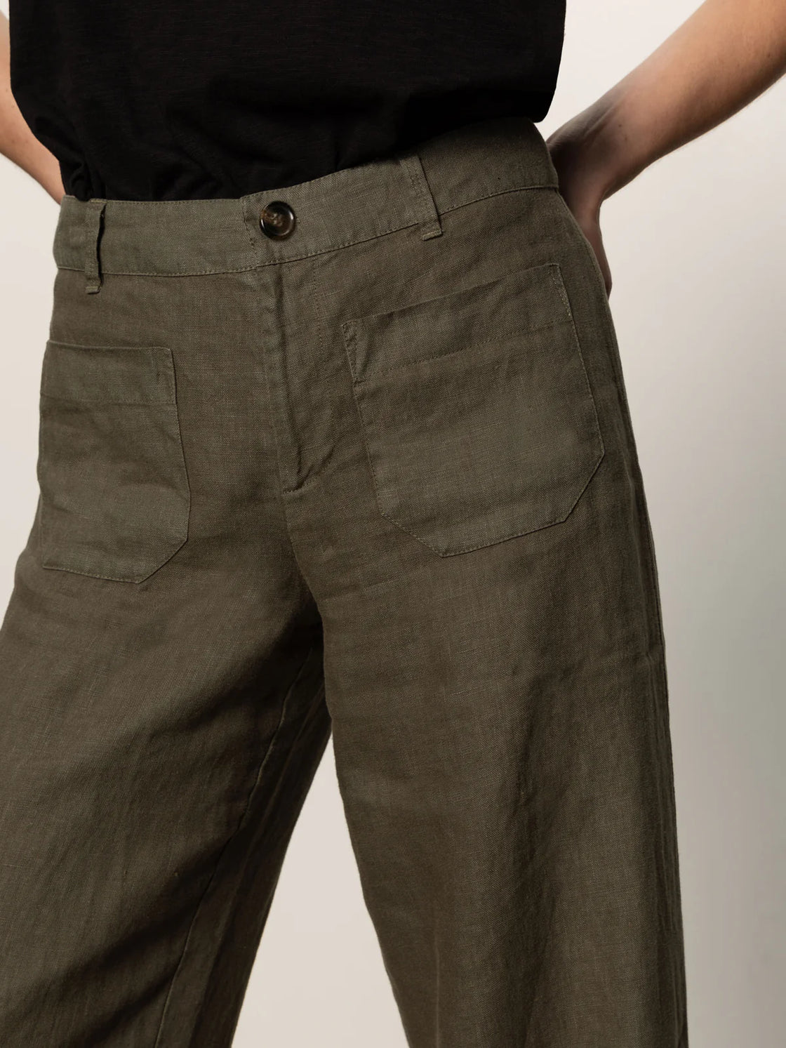 The Linen Marine Wide Leg Pant