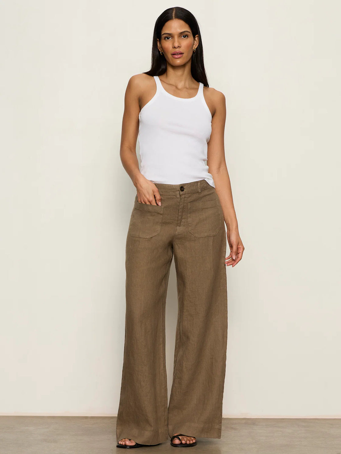 The Linen Marine Wide Leg Pant
