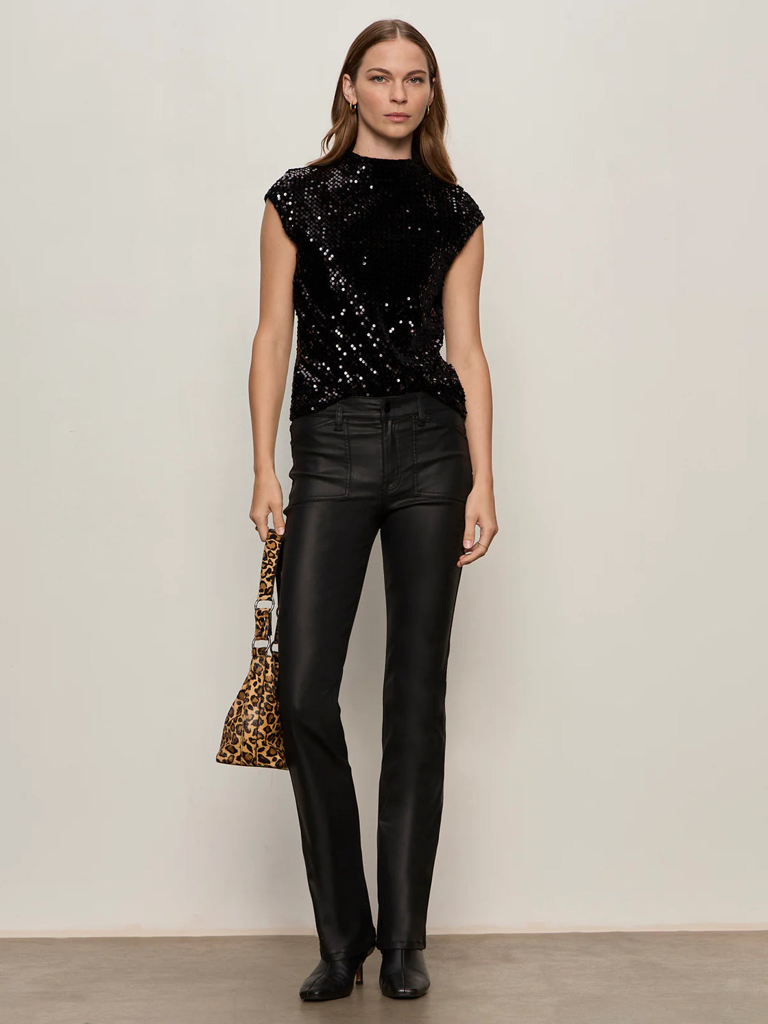 Funnel Neck Sequin Top