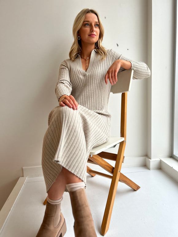 PART TWO FIDELIA DRESS -  OXFORD TAN MELANGE