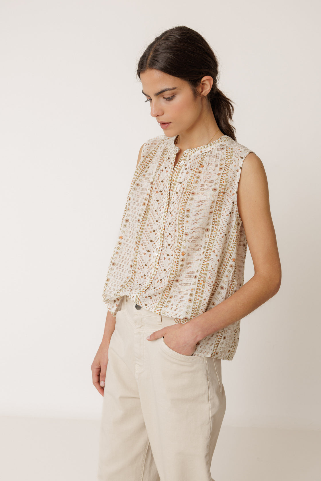 Ecru Oversized Cotton Blouse