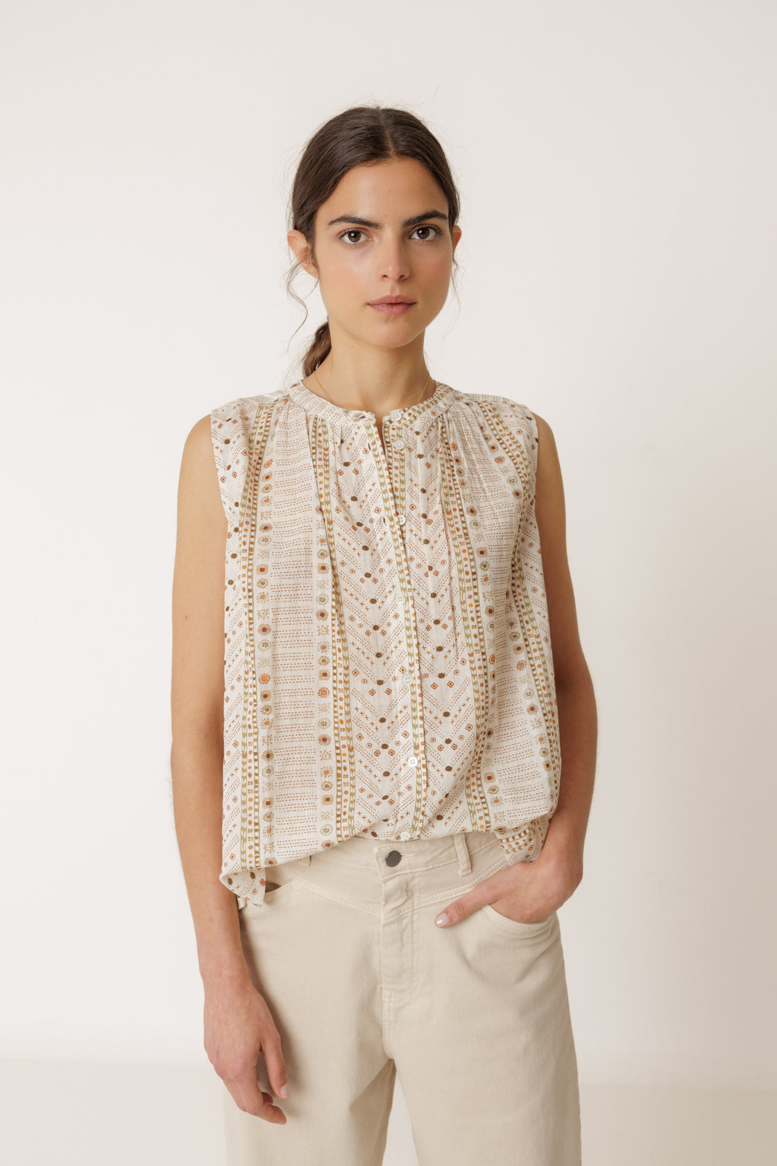 Ecru Oversized Cotton Blouse