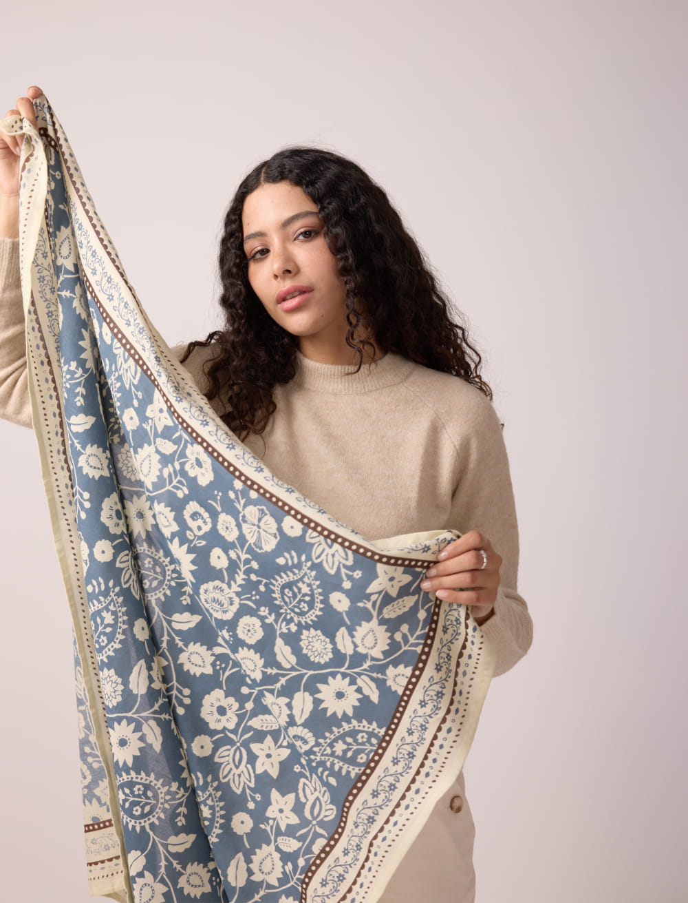 Indiennes Bronze + Blue Scarf