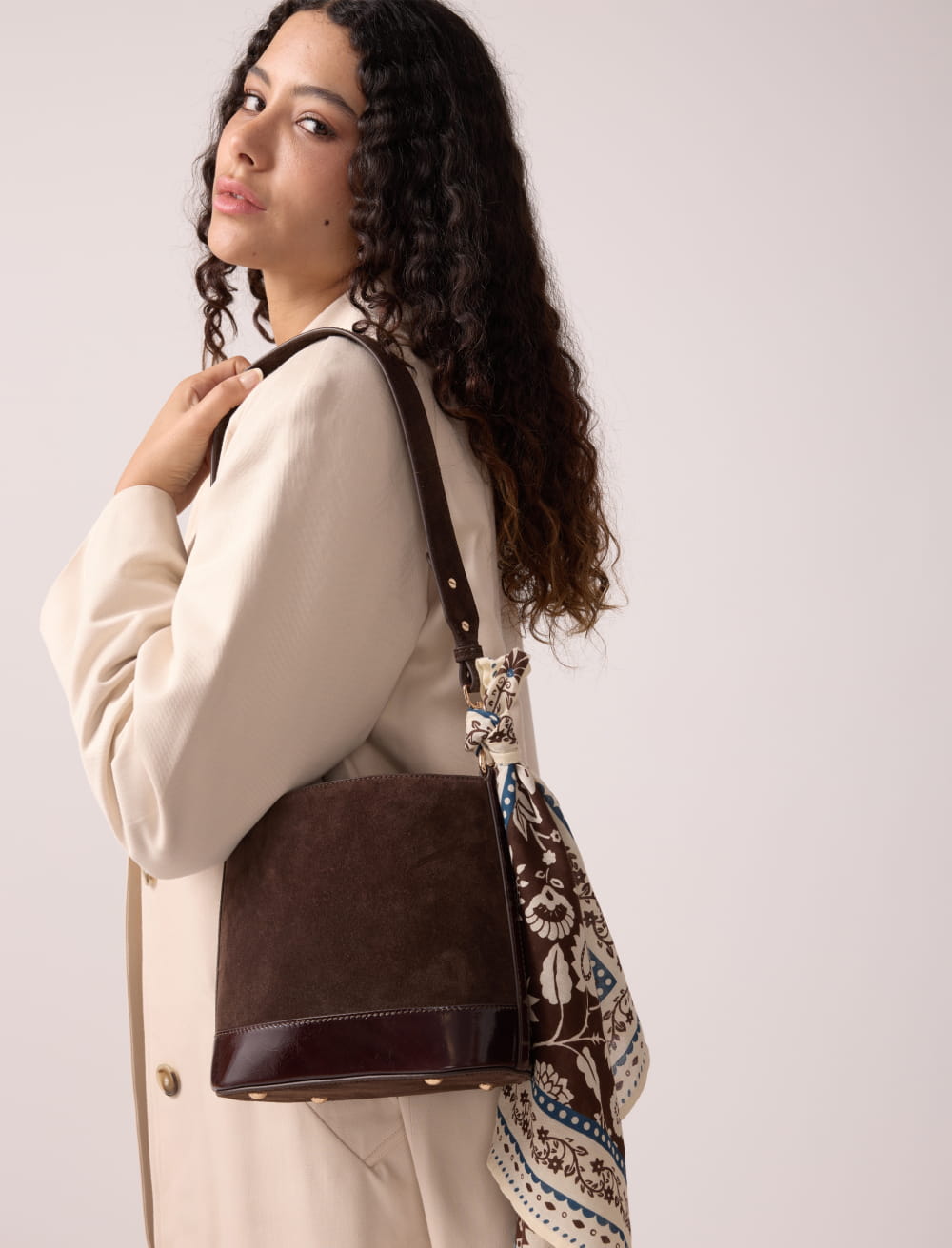 Marlon Chocolate Suede Bag