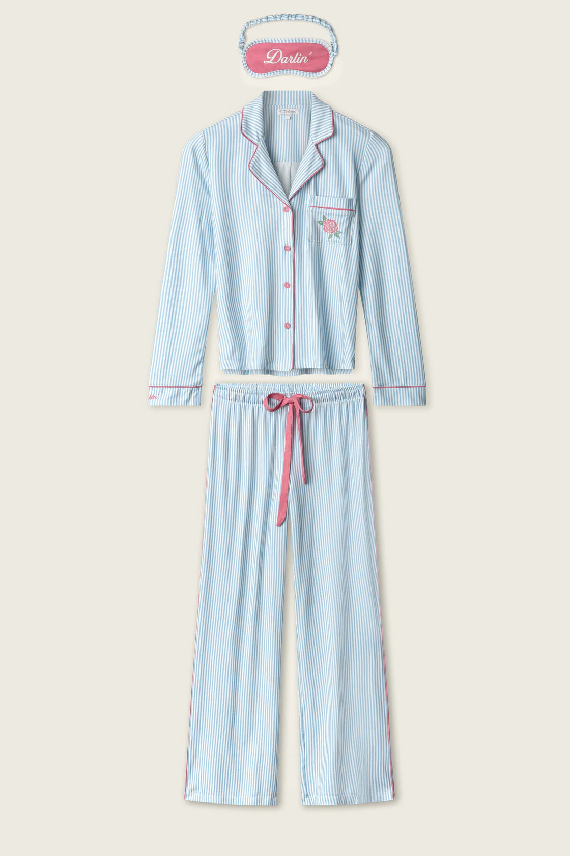 Western Blooms Blue Stripe PJ Set