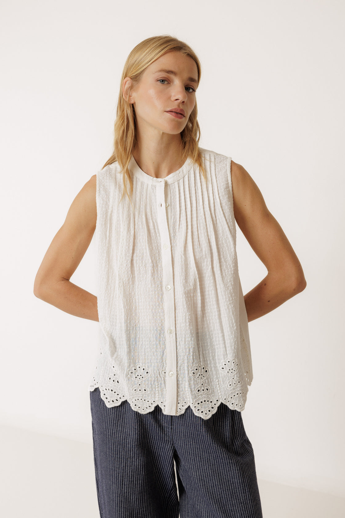 Embroidered Ecru Blouse