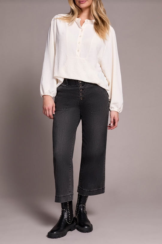 Long Sleeve Blouse with Folded Hem