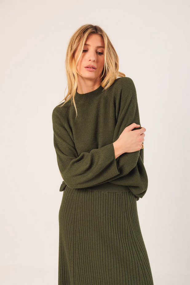 Ribbed Sweater with Perkins Collar