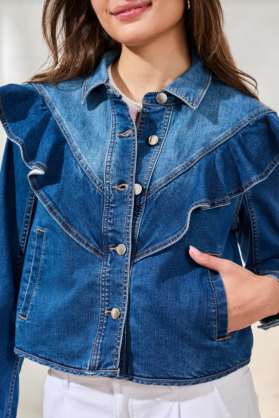 Fancy Jean Jacket Ruffle Detail