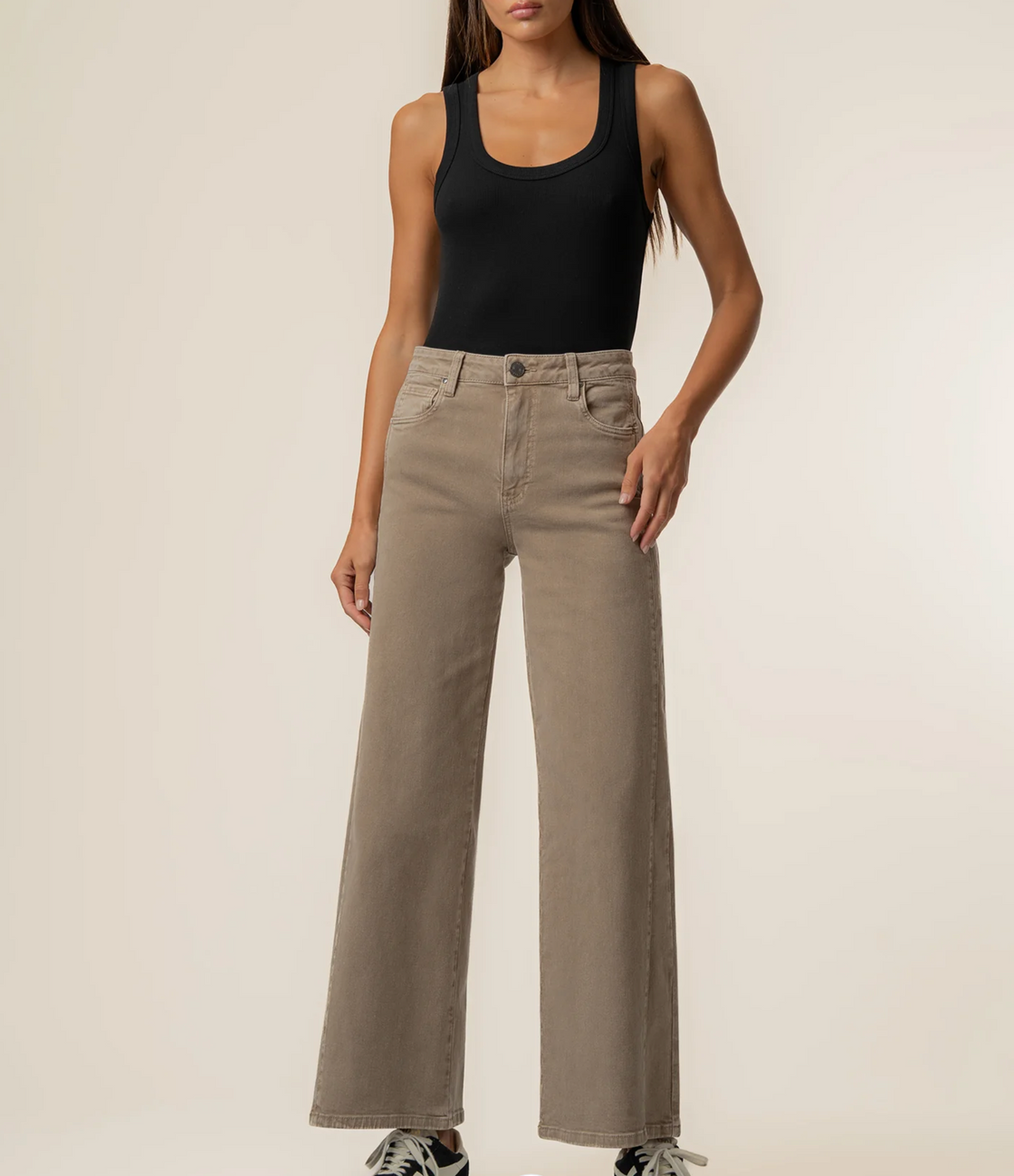 Meg High Rise Wide Leg Milk Tea