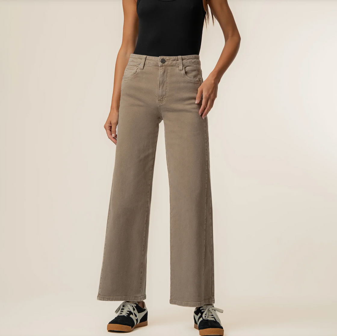 Meg High Rise Wide Leg Milk Tea