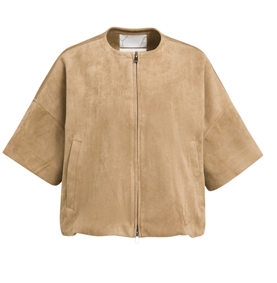 Oversized Suedine Jacket with Short Sleeves