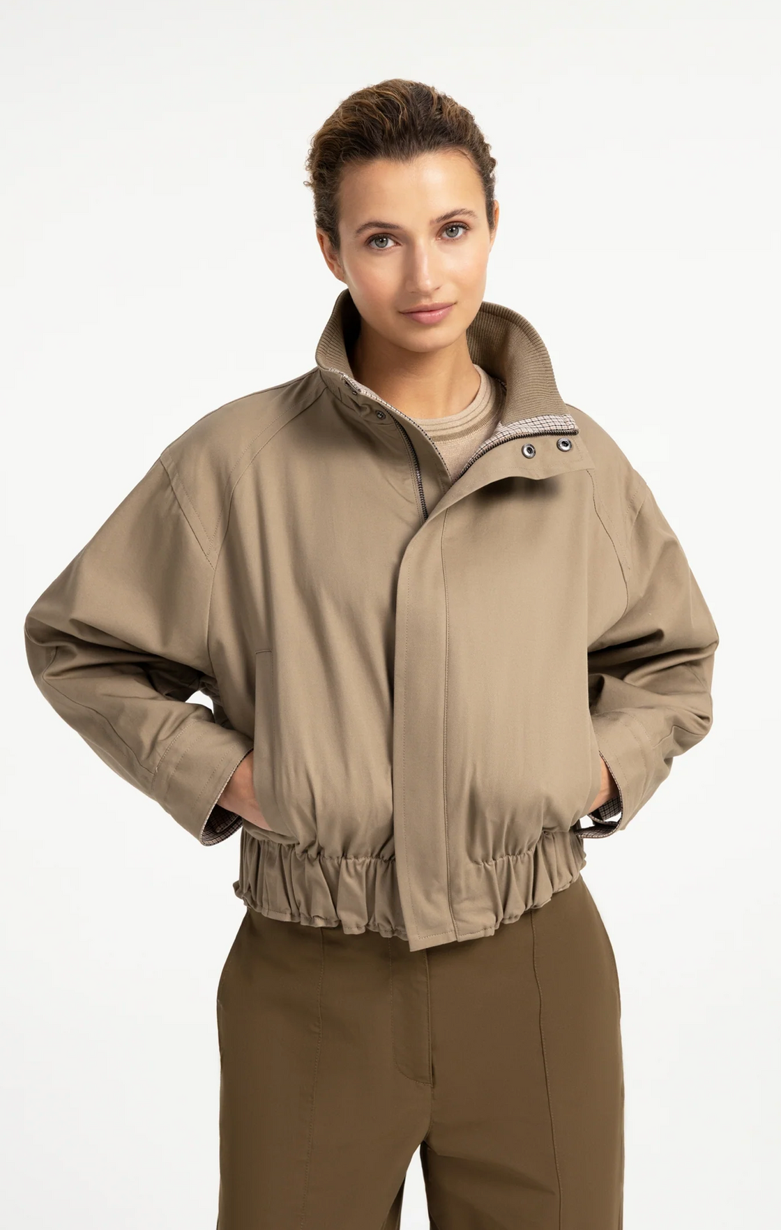 Oversized Jacket with Stand Collar