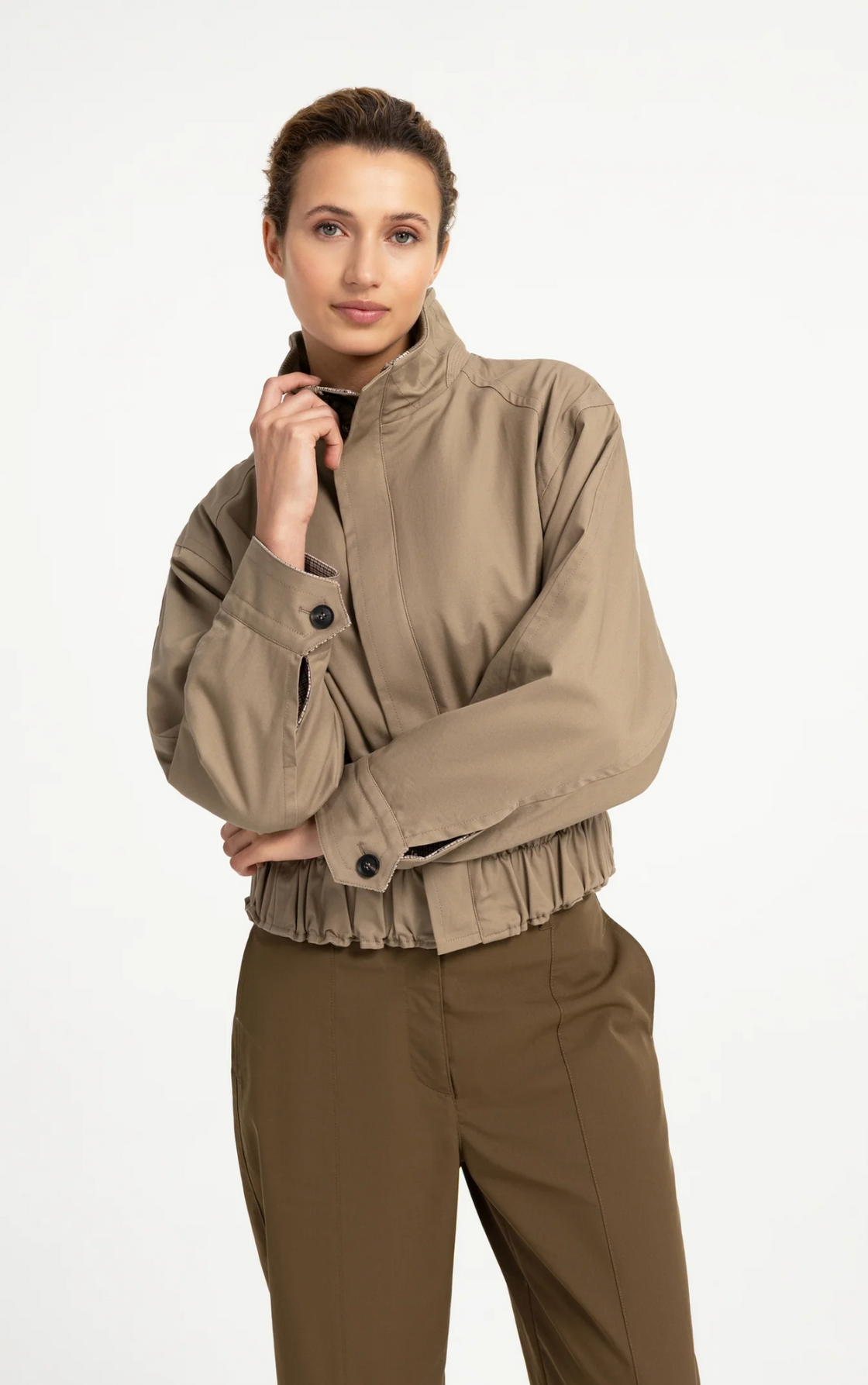 Oversized Jacket with Stand Collar
