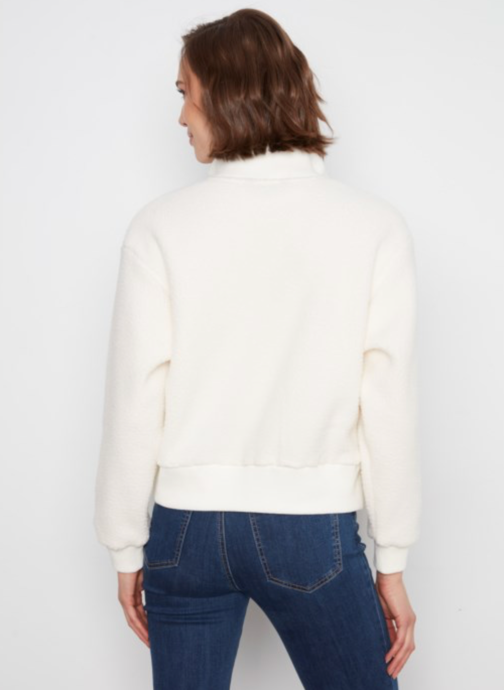 Long Sleeve Half Zip Fleece Ecru