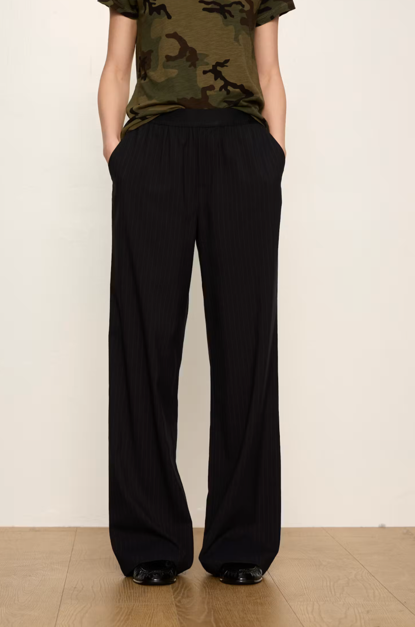 Up Lift Pull On Navy Pinstripe Trouser