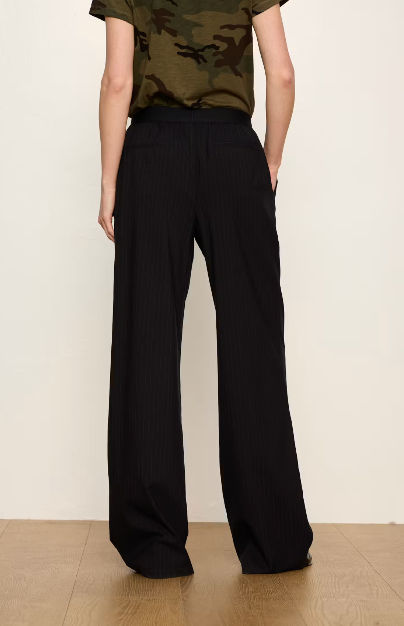 Up Lift Pull On Navy Pinstripe Trouser