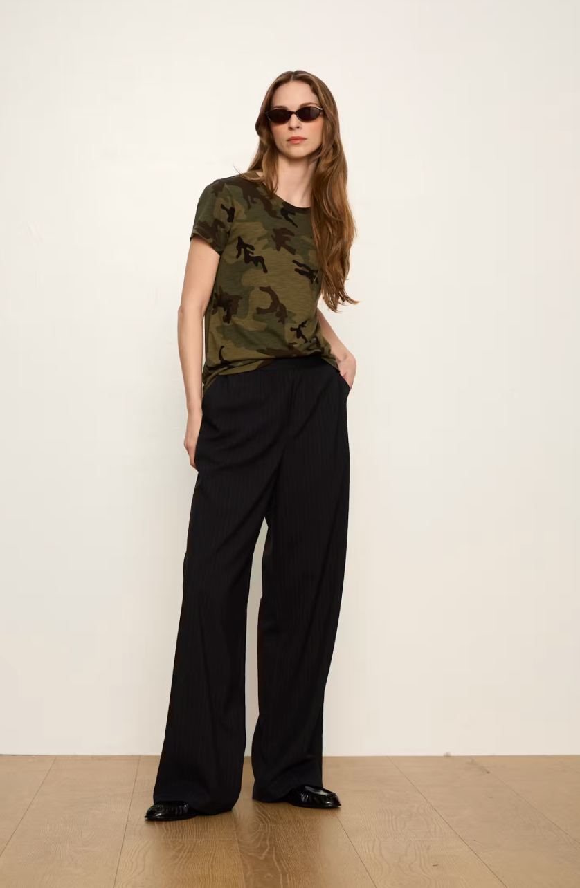 Up Lift Pull On Navy Pinstripe Trouser