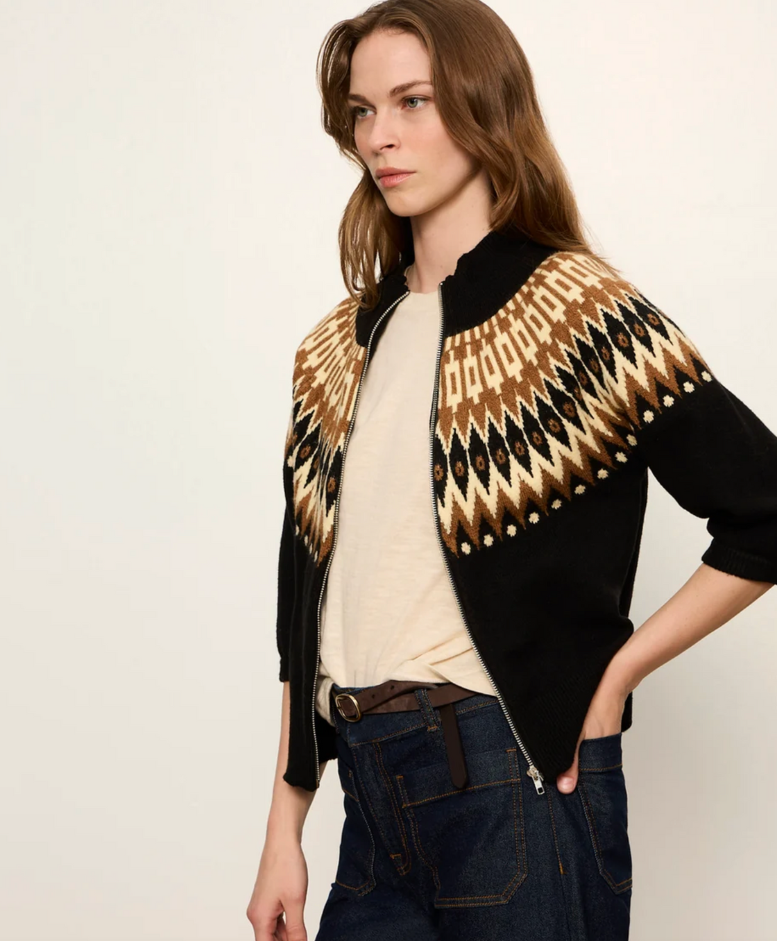 Fairisle Zip Up Cardigan