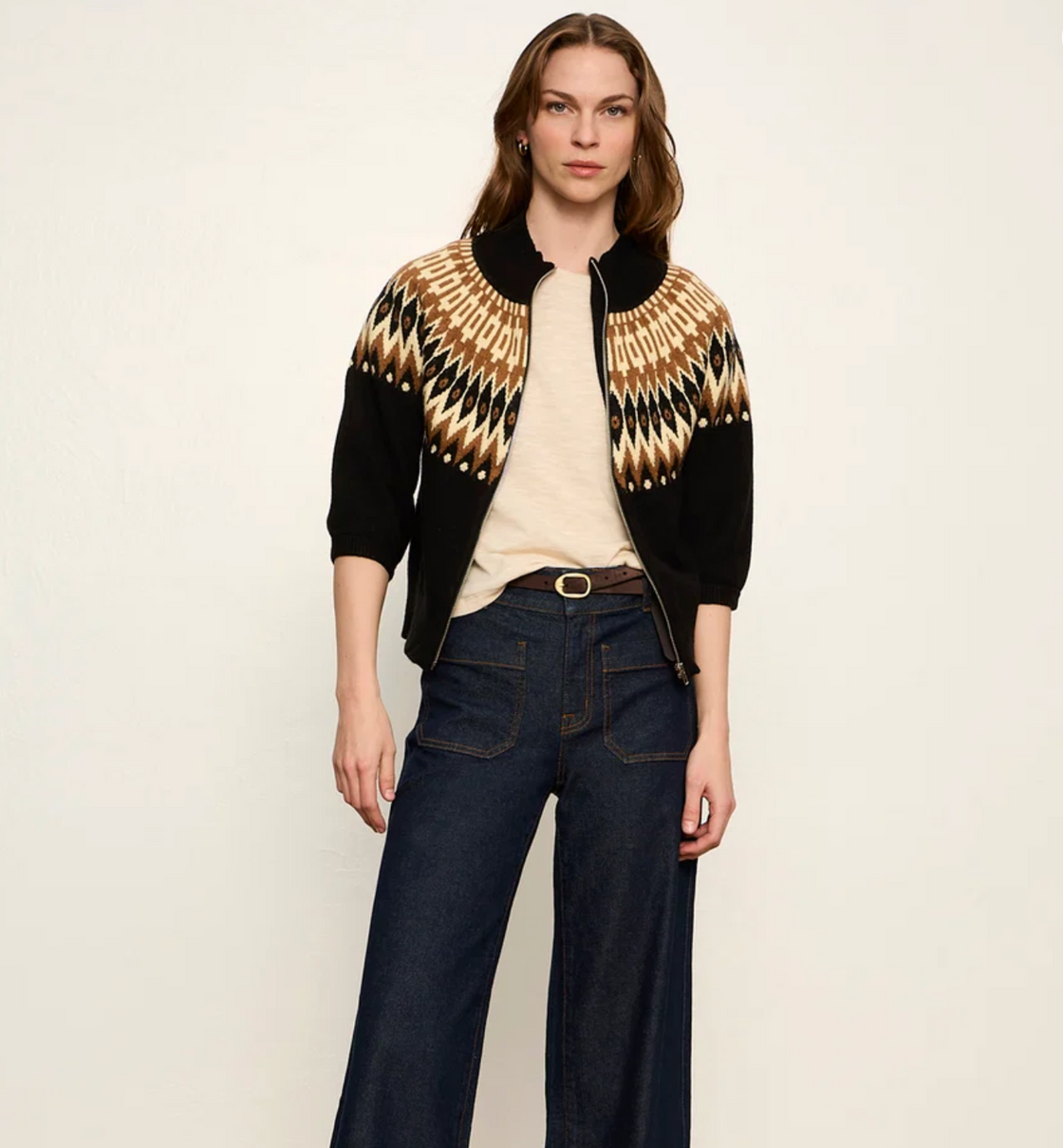 Fairisle Zip Up Cardigan