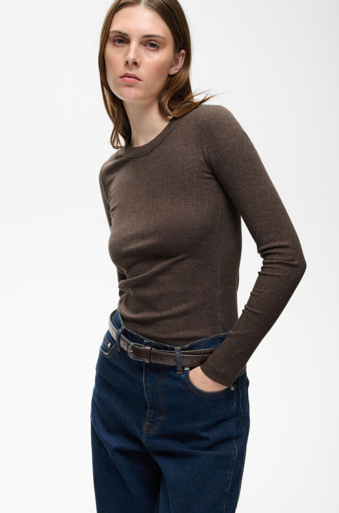 Dagna Melange L/S Chocolate Brown