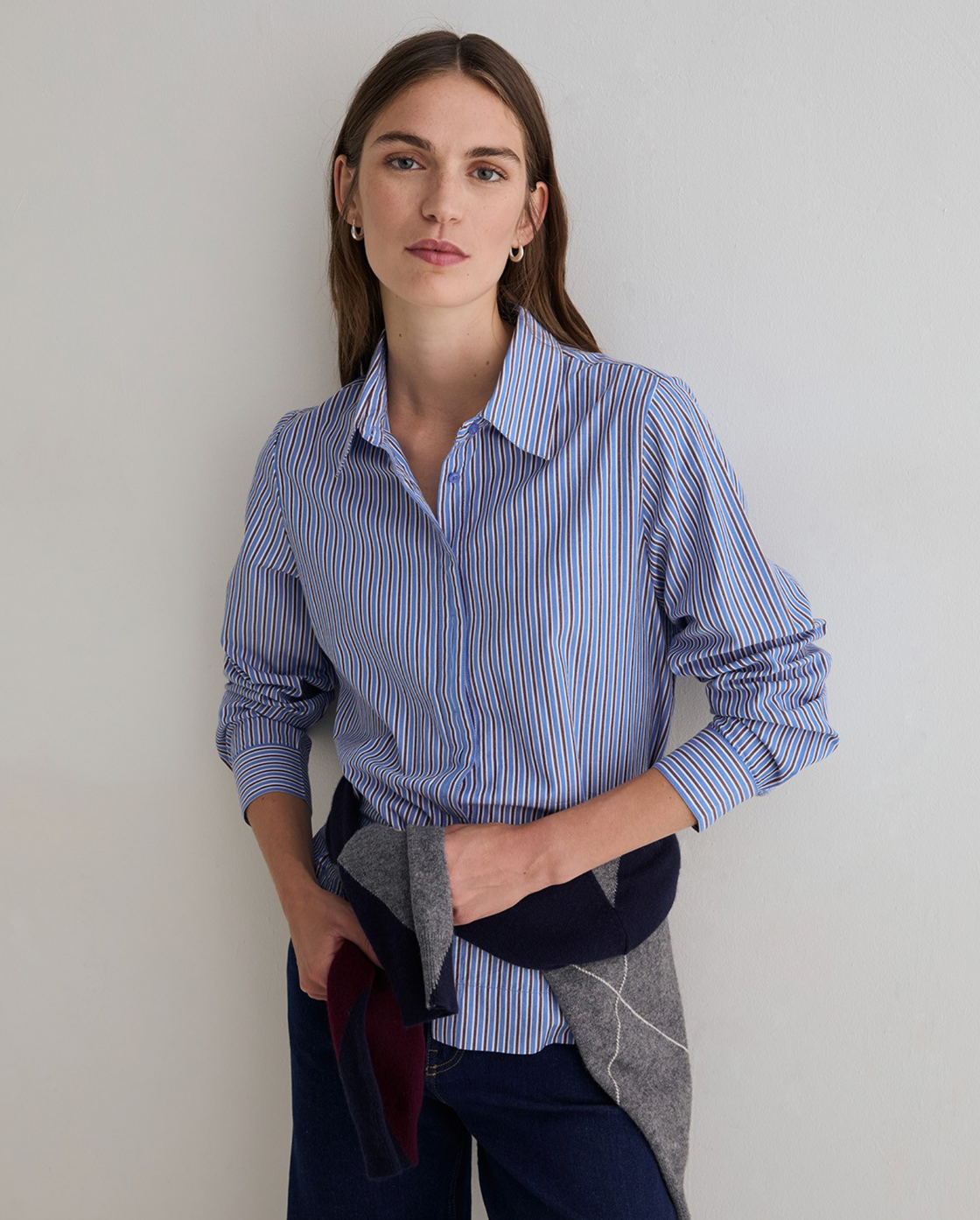 Poplin Blue Stripes Blouse