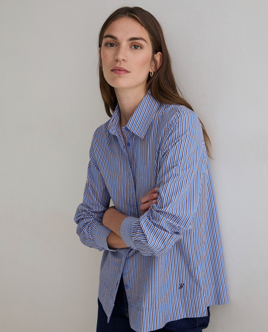 Poplin Blue Stripes Blouse