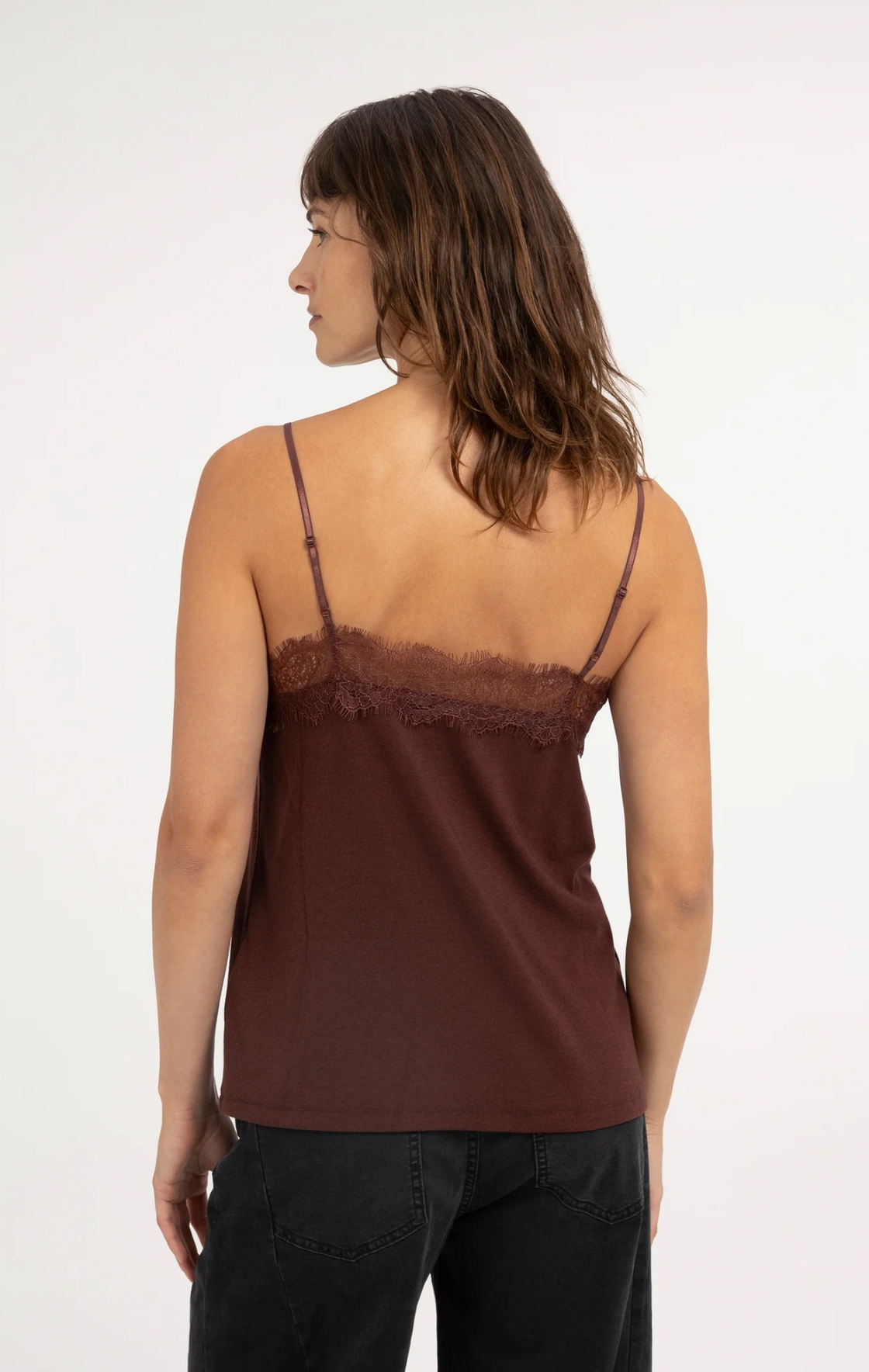 Jersey Singlet with Lace Edge