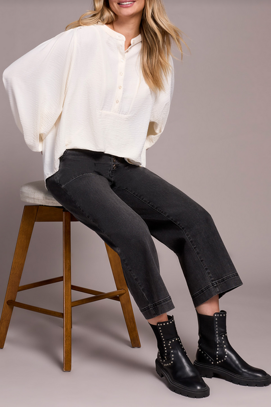 Long Sleeve Blouse with Folded Hem