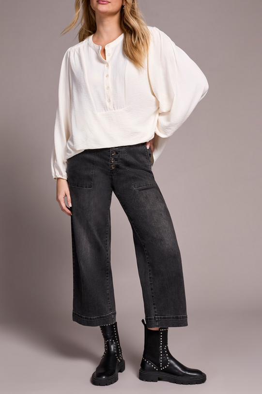 Long Sleeve Blouse with Folded Hem
