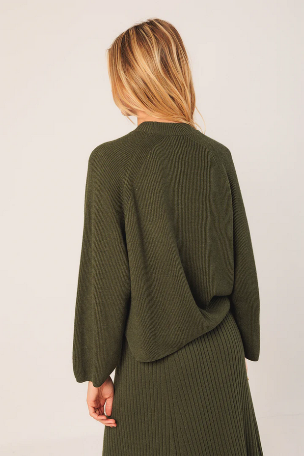 Ribbed Sweater with Perkins Collar