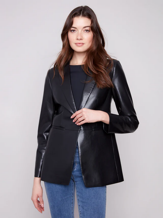 Faux Leather Blazer